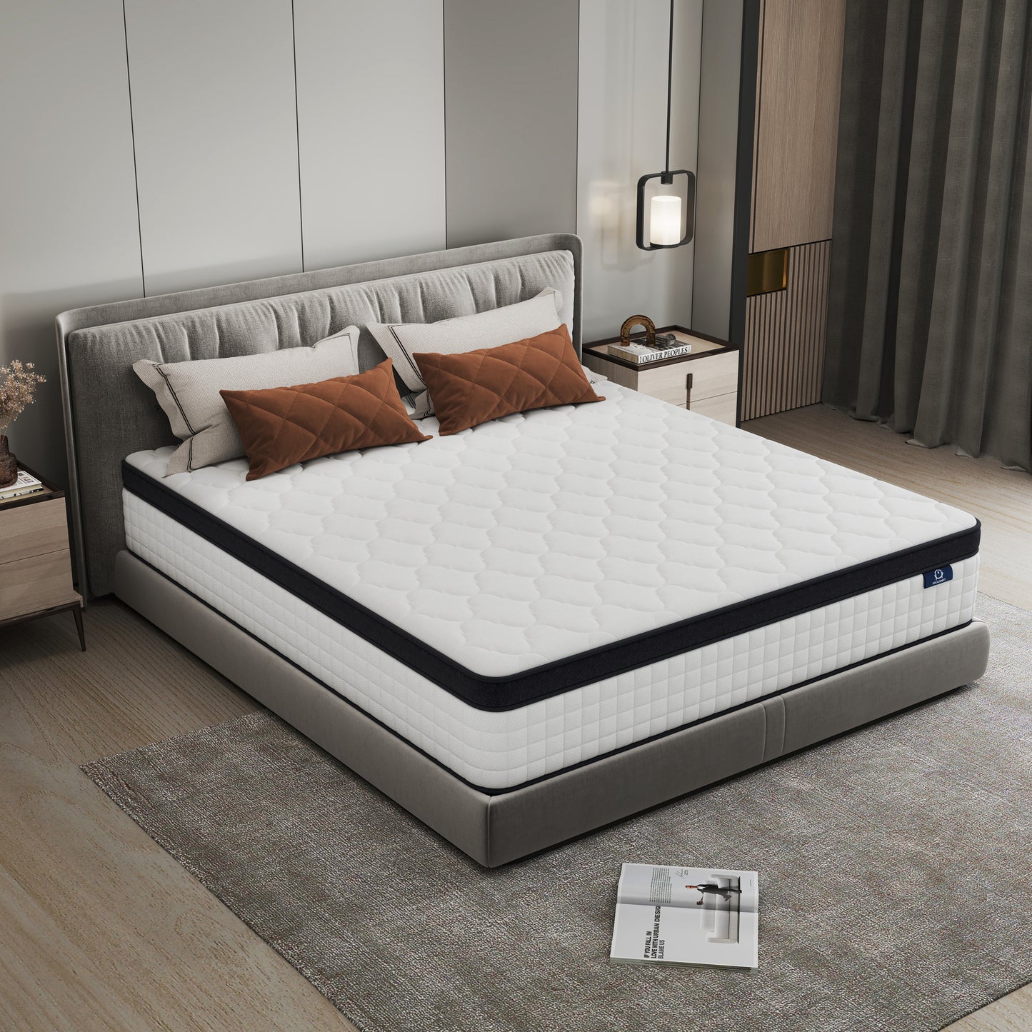 OnBeam | Focalsweet Auth. 12" King Mattress, Medium Firm Memory Foam Mattress in a Box, Motion Isolation