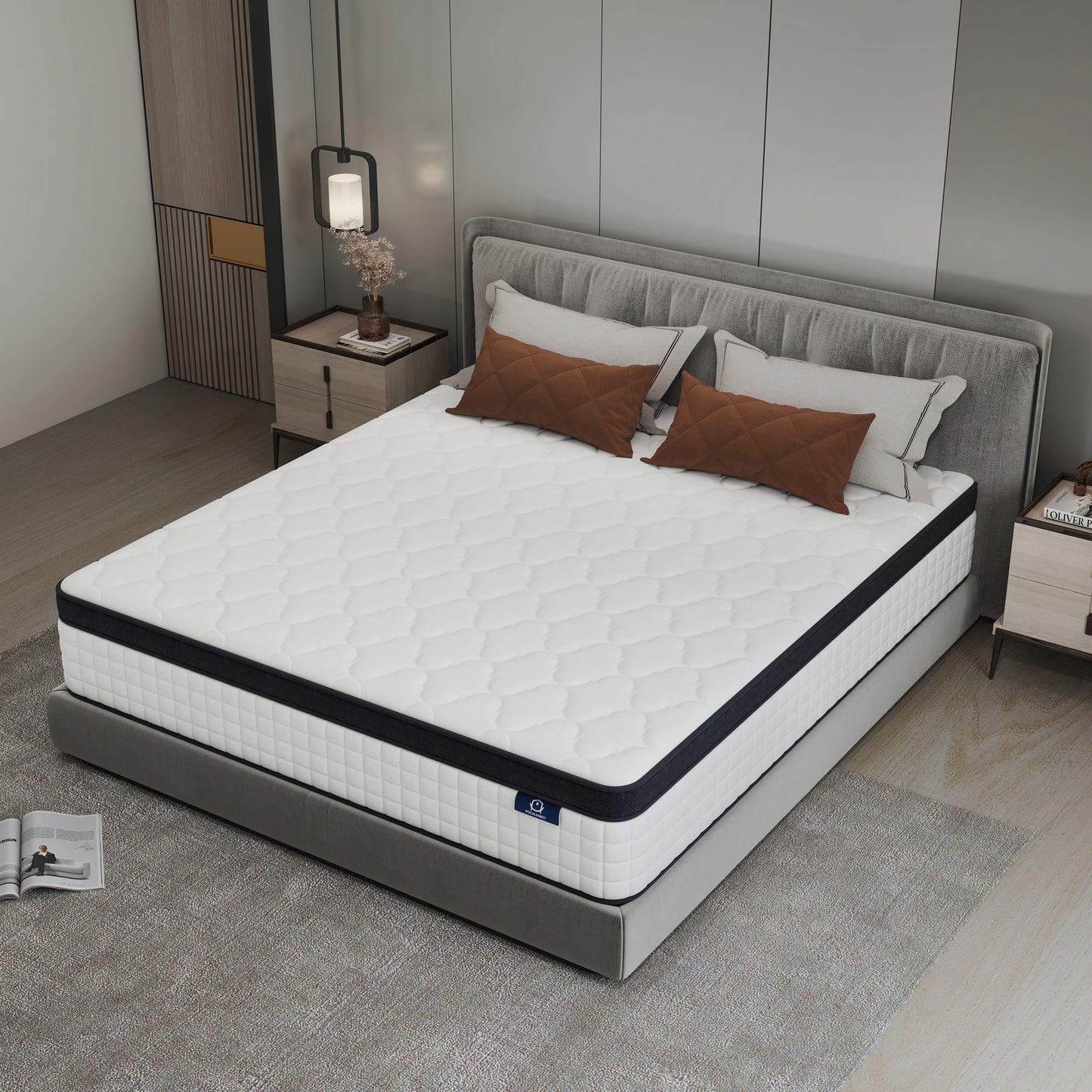 OnBeam | Focalsweet Auth. 12" King Mattress, Medium Firm Memory Foam Mattress in a Box, Motion Isolation