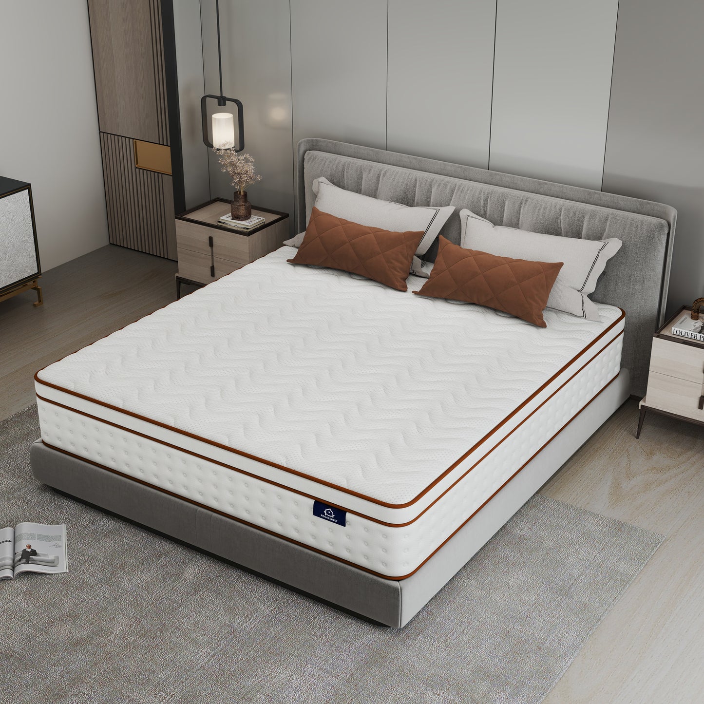 OnBeam | Focalsweet Auth. 10" King Mattress, Medium Firm Memory Foam Mattress in a Box, Motion Isolation