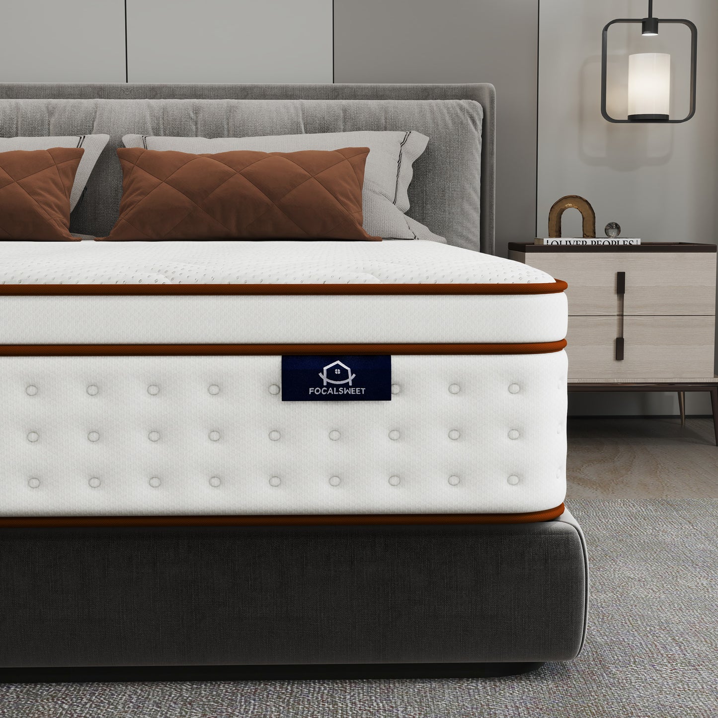 OnBeam | Focalsweet Auth. 10" King Mattress, Medium Firm Memory Foam Mattress in a Box, Motion Isolation