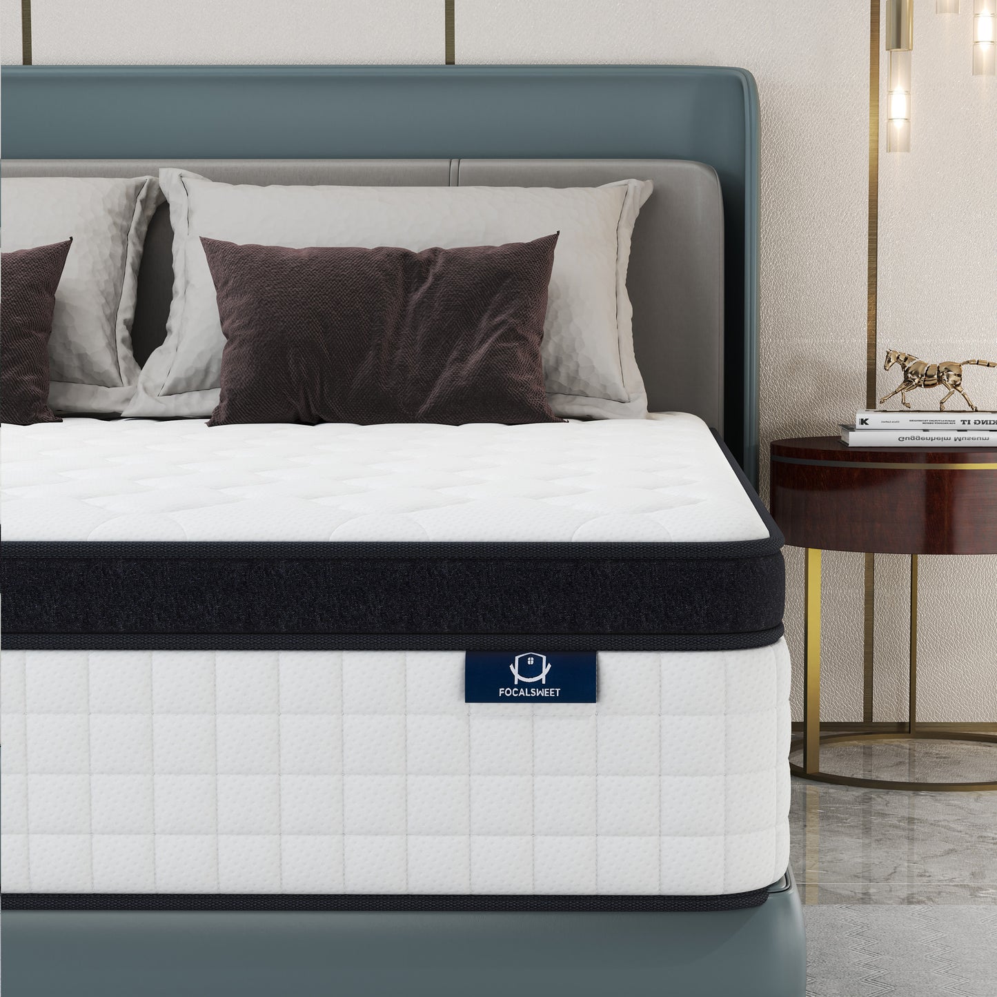 OnBeam | Focalsweet Auth. 12" Twin Mattress, Medium Firm Memory Foam Mattress in a Box, Motion Isolation