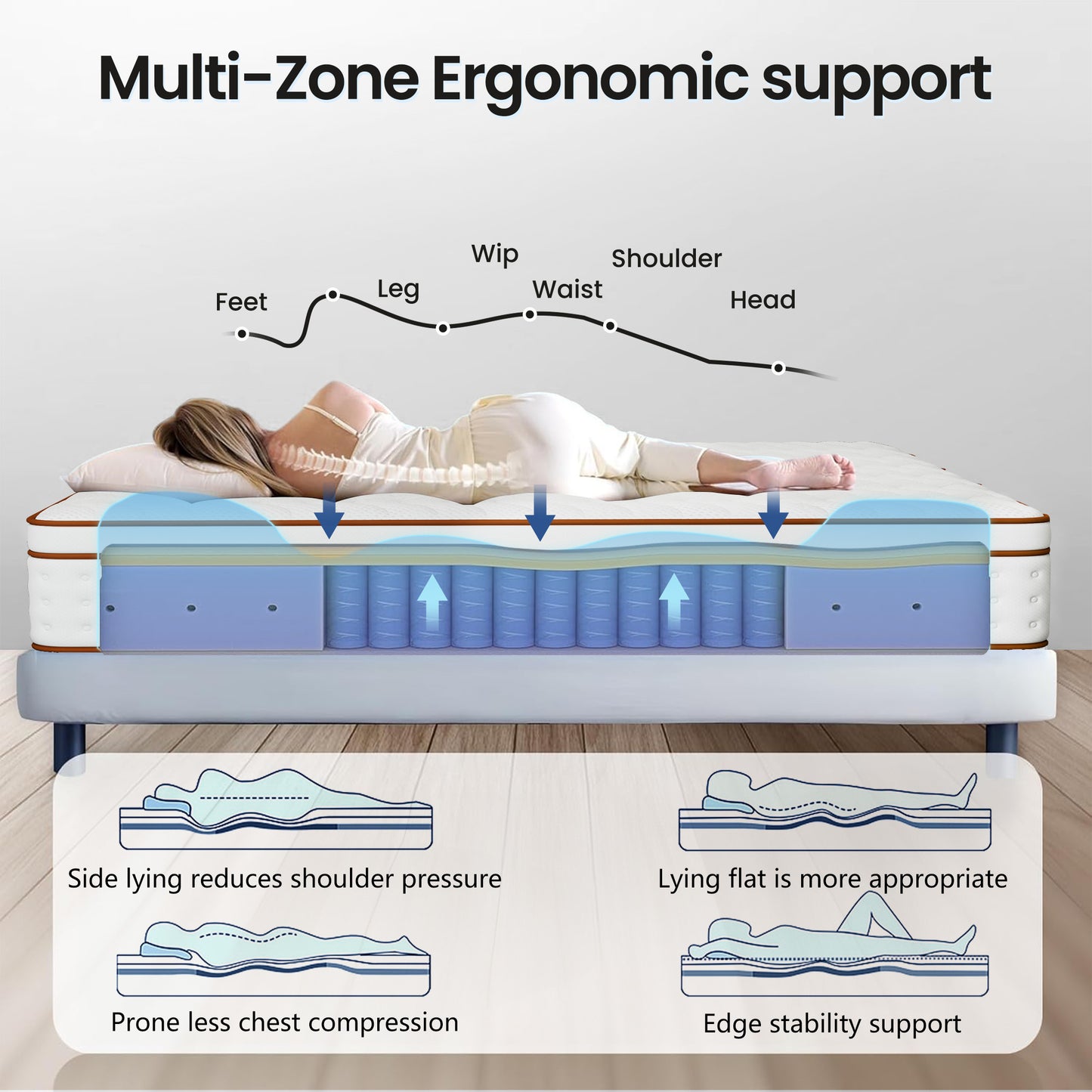 OnBeam | Focalsweet Auth. 10" King Mattress, Medium Firm Memory Foam Mattress in a Box, Motion Isolation