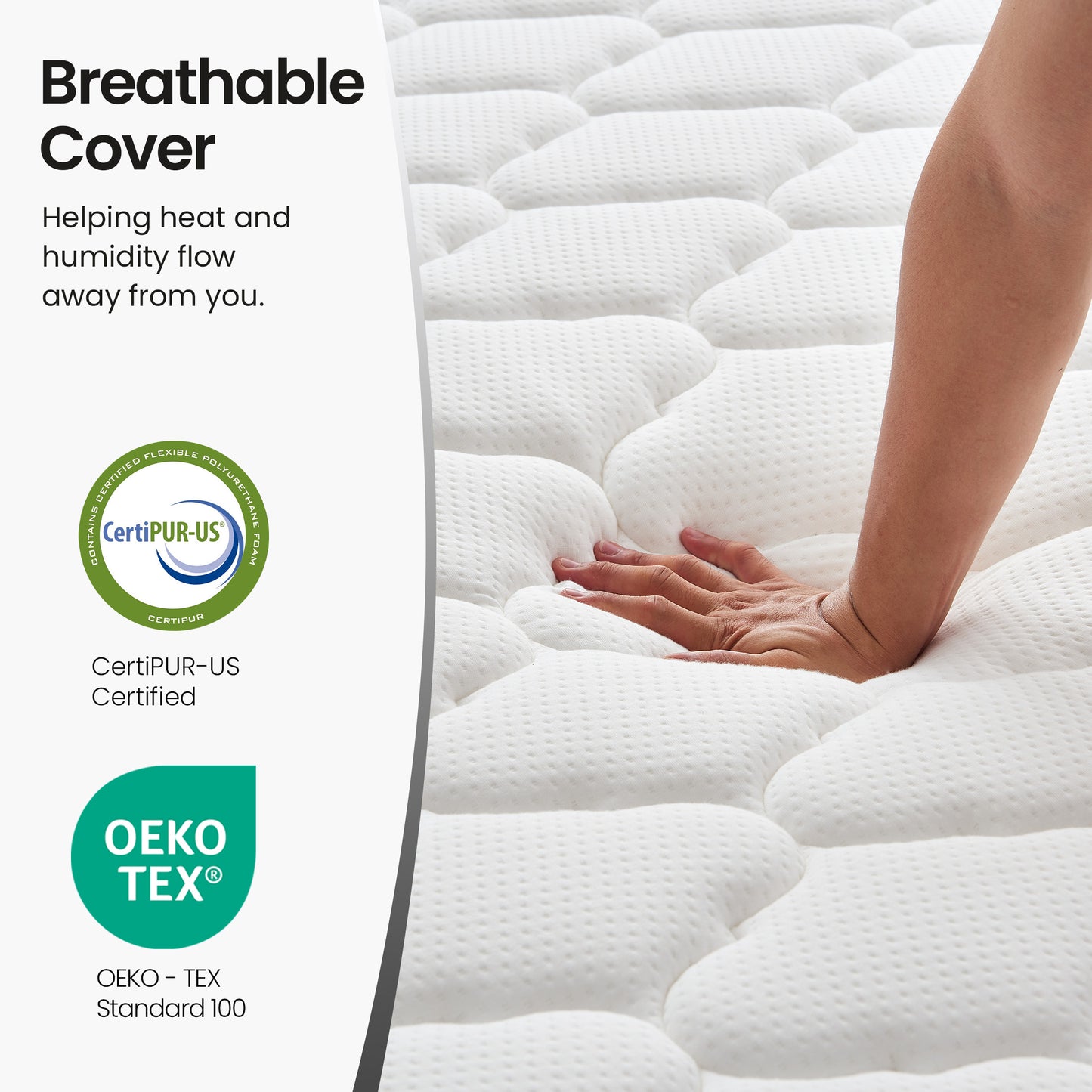 OnBeam | Focalsweet Auth. 12" King Mattress, Medium Firm Memory Foam Mattress in a Box, Motion Isolation