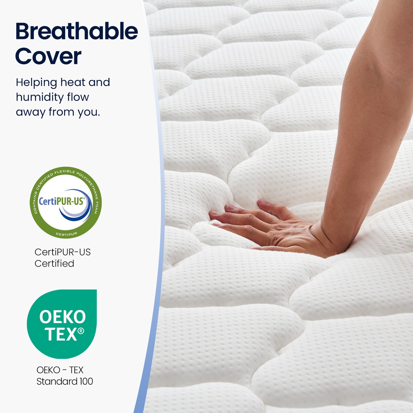 OnBeam | Focalsweet Auth. 12" Twin Mattress, Medium Firm Memory Foam Mattress in a Box, Motion Isolation
