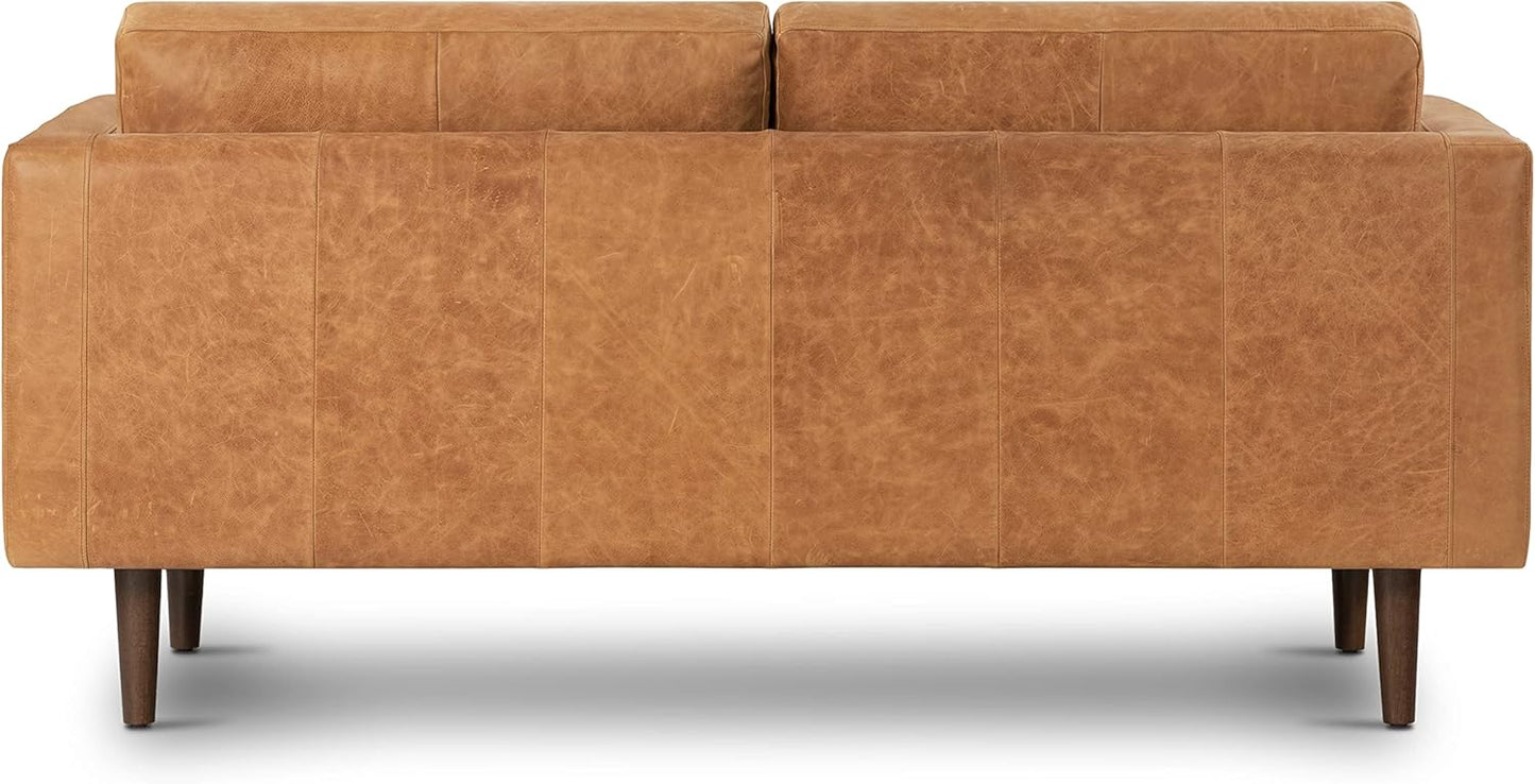 Focalsweet Napa Leather Couch with Feather – Cognac Tan